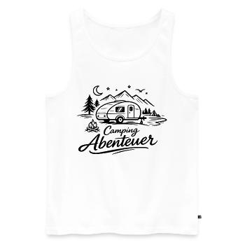 Aventure de camping - Débardeur bio Premium Homme - blanc - Devant - AI Model Male 178 light (178cm)