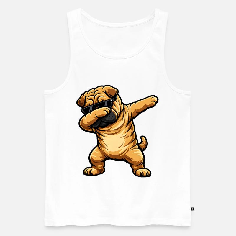 Dabbing Shar Pei - Männer Premium Bio Tank Top - Weiß