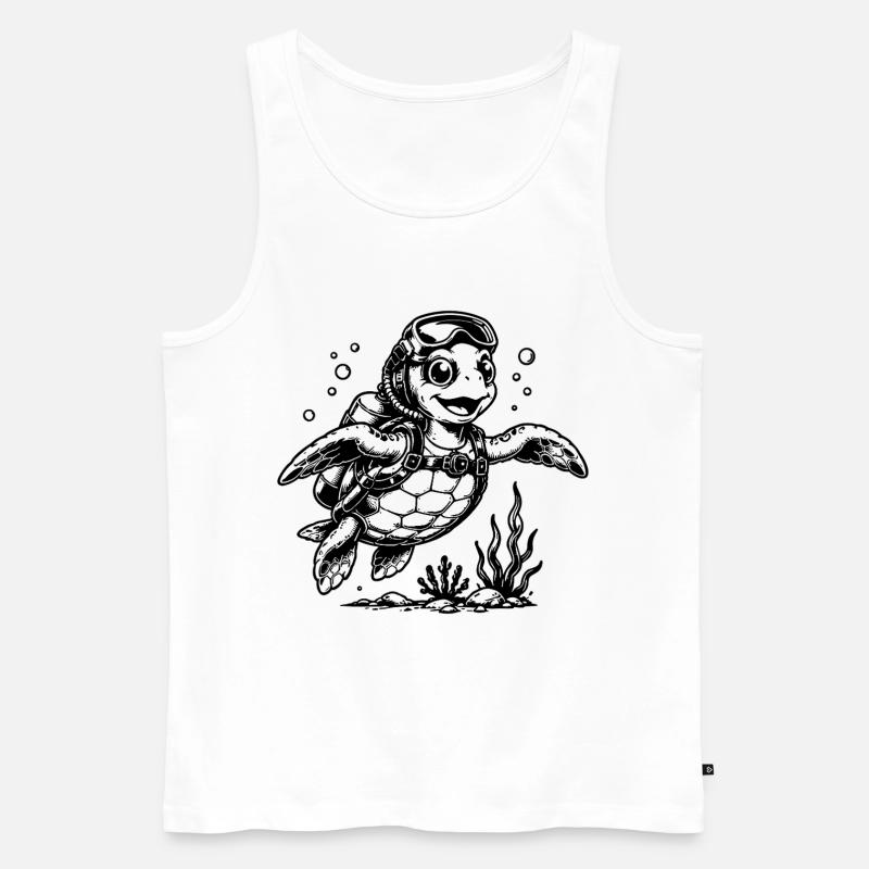 Schildkröte Taucher mit Sauerstoffflasche - Männer Premium Bio Tank Top - Weiß