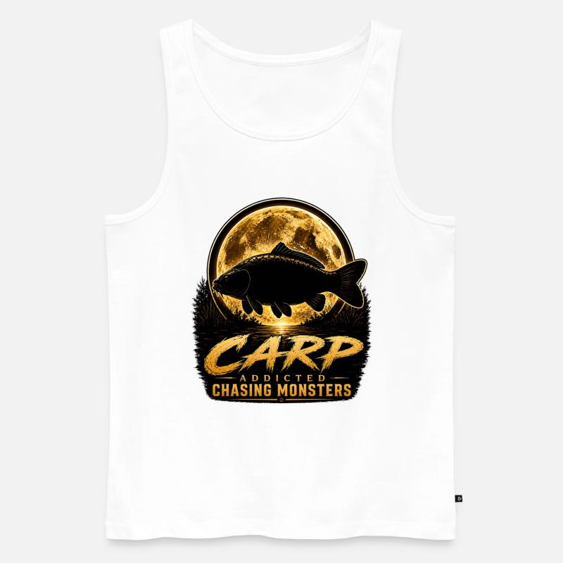 Mitternachtskarpfen-süchtiges Monsterfischen-Design - Männer Premium Bio Tank Top - Weiß