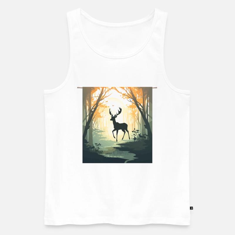 Hirsch im Herbstwald - Männer Premium Bio Tank Top - Weiß