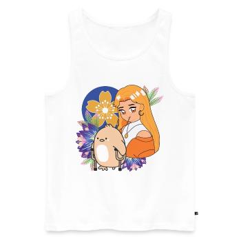 Anime Girl and Bird with Crutches Art - Men's Premium Organic Tank Top - white - Front - AI Model Male 178 light (178cm)