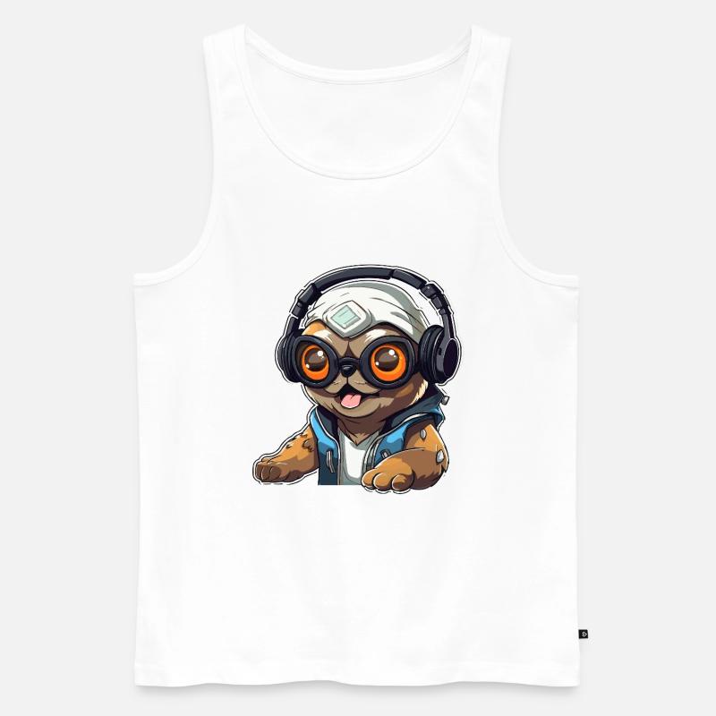 Gamer-Panda mit Headset - Männer Premium Bio Tank Top - Weiß