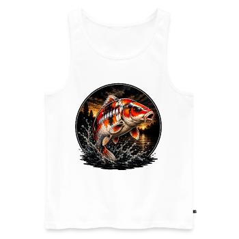 Red White Koi Carp Sunset Design - Men's Premium Organic Tank Top - white - Front - AI Model Male 178 light (178cm)