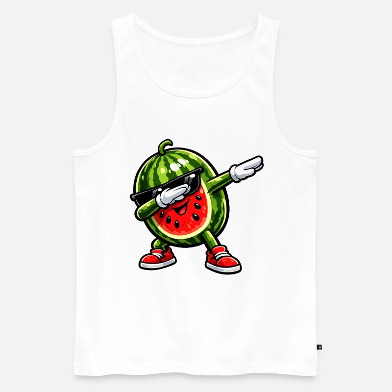 Dabbing Wassermelone - Männer Premium Bio Tank Top - Weiß