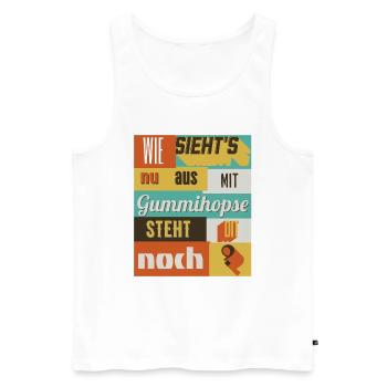 Gummihopse Spruch Retro Design - Männer Premium Bio Tank Top - Weiß - Vorne - AI Model Male 178 light (178cm)