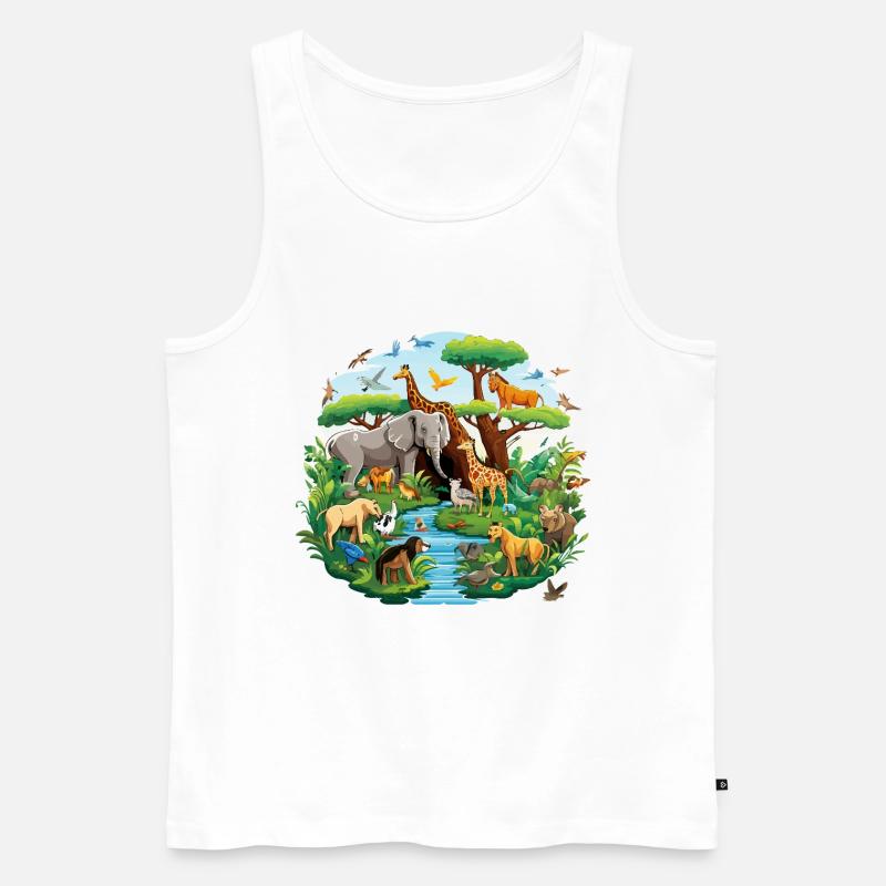 Dschungelpanorama der Tierwelt - Männer Premium Bio Tank Top - Weiß