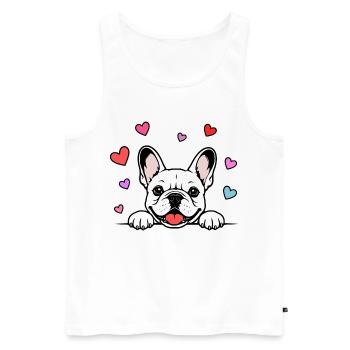 Französische_Bulldogge_Pfoten_mit_Herz_weiss - Débardeur bio Premium Homme - blanc - Devant - Michal (187cm)