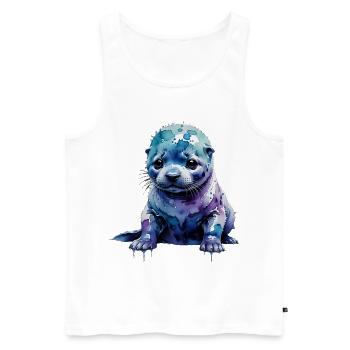 Watercolor seal pup otter - Men's Premium Organic Tank Top - white - Front - Michal (187cm)