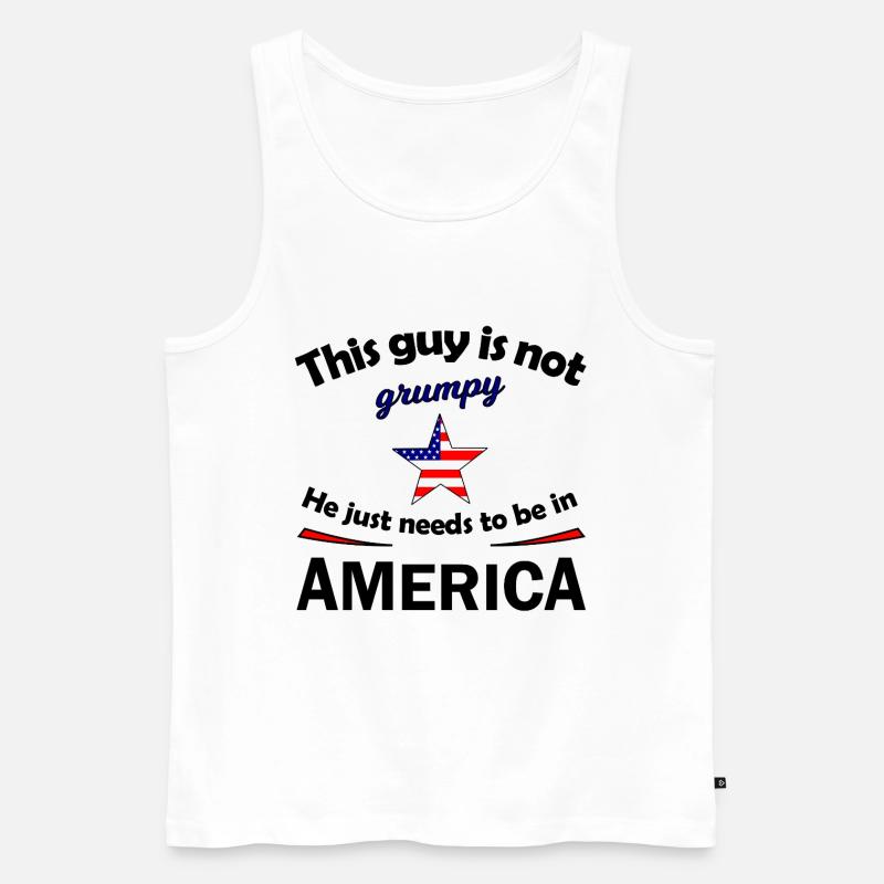 Grumpy Star mit US Flaggenstern - Männer Premium Bio Tank Top - Weiß