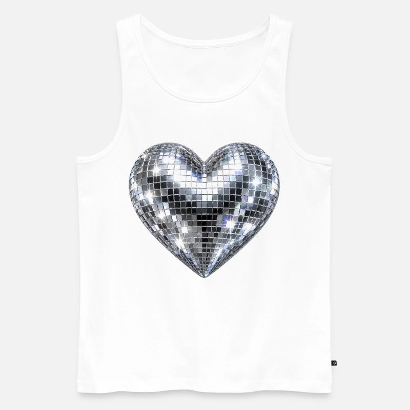 Herz Disco Glitzer - Männer Premium Bio Tank Top - Weiß
