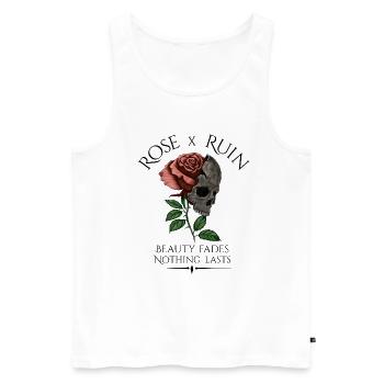Rose x Ruin - Beauty fades - Männer Premium Bio Tank Top - Weiß - Vorne - Michal (187cm)