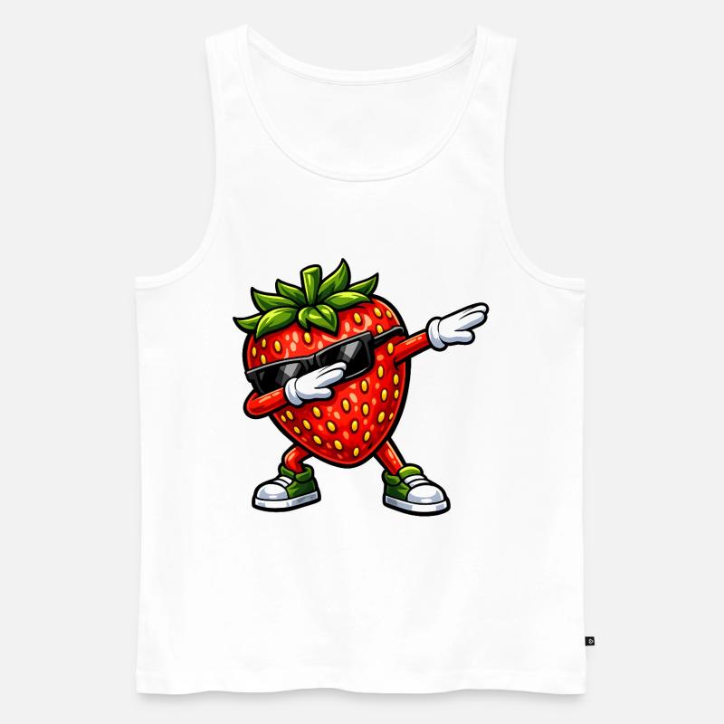 Dabbing Erdbeere - Männer Premium Bio Tank Top - Weiß