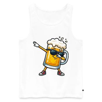 Tamponner la chope de bière - Débardeur bio Premium Homme - blanc - Devant - AI Model Male 178 light (178cm)