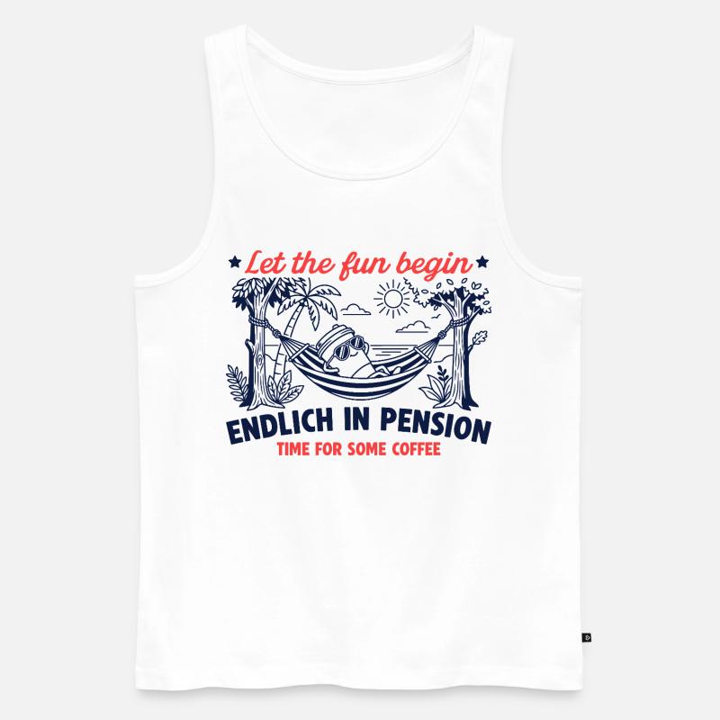 Endlich in Pension Retro Kaffee - Männer Premium Bio Tank Top - Weiß