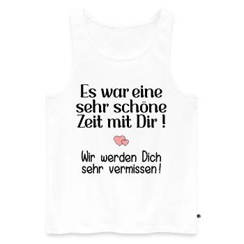 Abschied Kollegin - Schöne Zeit - Männer Premium Bio Tank Top - Weiß - Vorne - Michal (187cm)