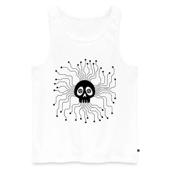 Microprocessor Skull (Black) - Men's Premium Organic Tank Top - white - Front - AI Model Male 178 light (178cm)