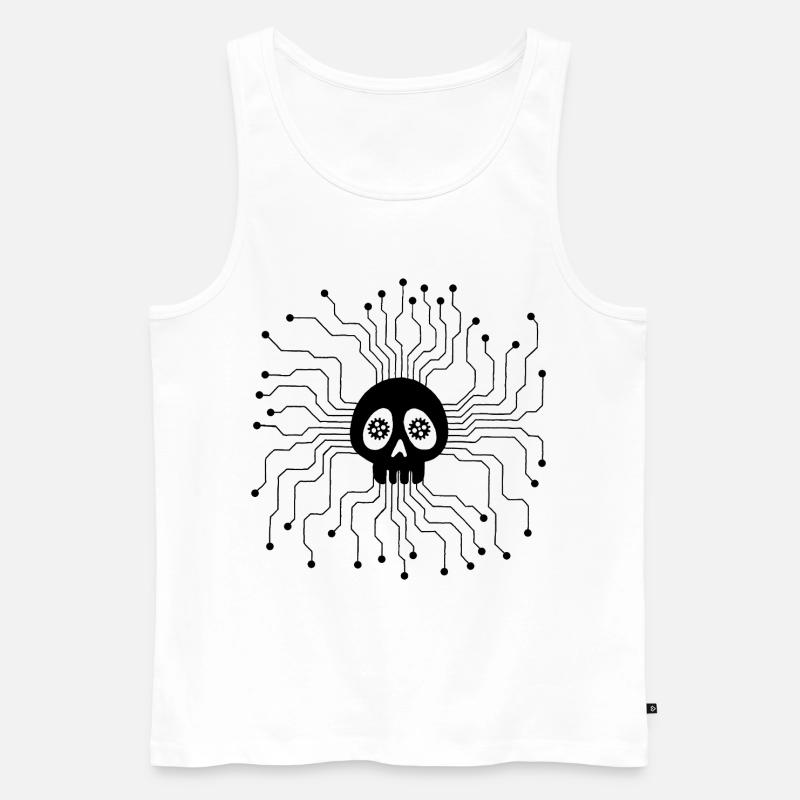 Microprocessor Skull (Black) - Men's Premium Organic Tank Top - white