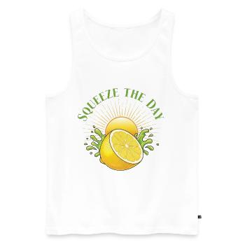 Squeeze the Day Zitronen-Splash - Männer Premium Bio Tank Top - Weiß - Vorne - AI Model Male 178 light (178cm)