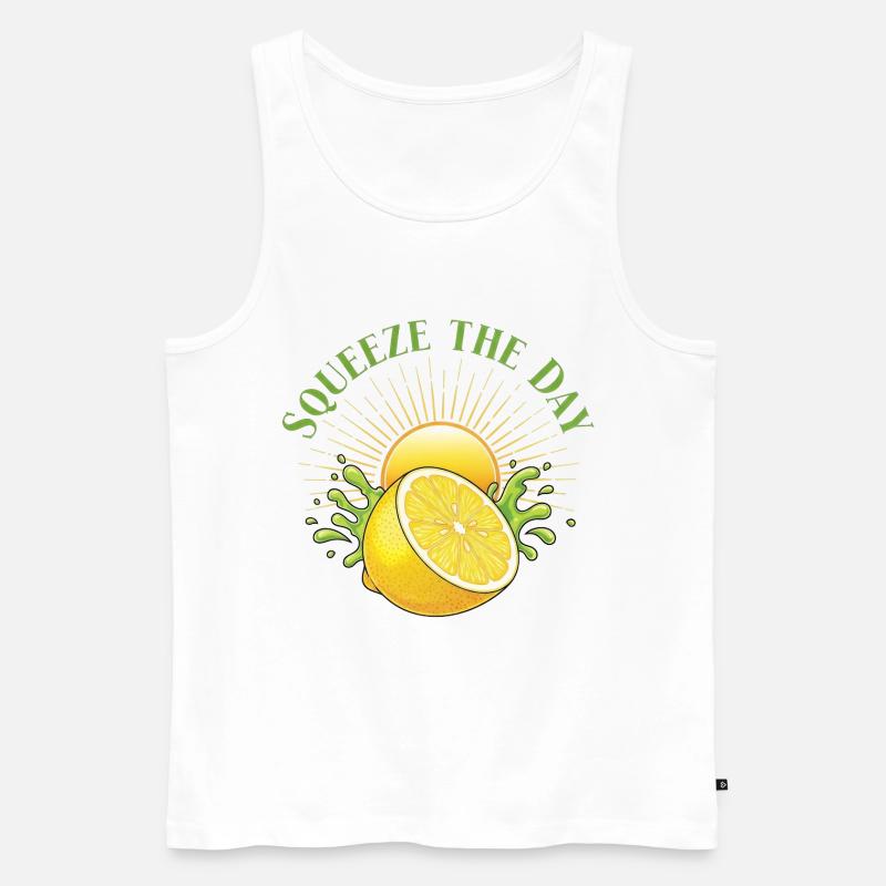 Squeeze the Day Zitronen-Splash - Männer Premium Bio Tank Top - Weiß