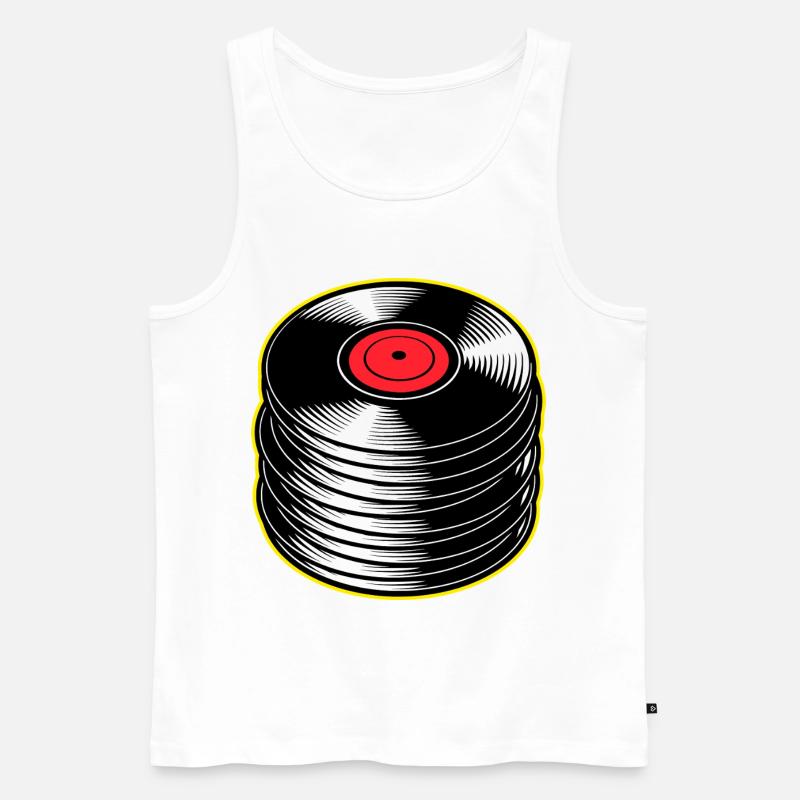 Stack d’albums vinyles - Débardeur bio Premium Homme - blanc