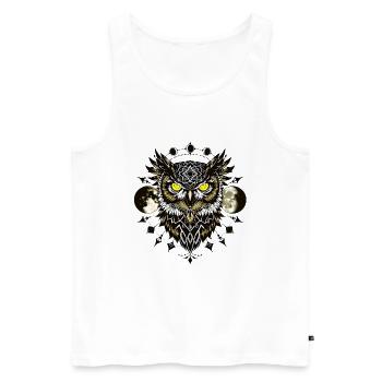 Owl in tattoo design - Men's Premium Organic Tank Top - white - Front - Michal (187cm)