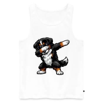 Dabbing Bernese Mountain Dog - Men's Premium Organic Tank Top - white - Front - Michal (187cm)