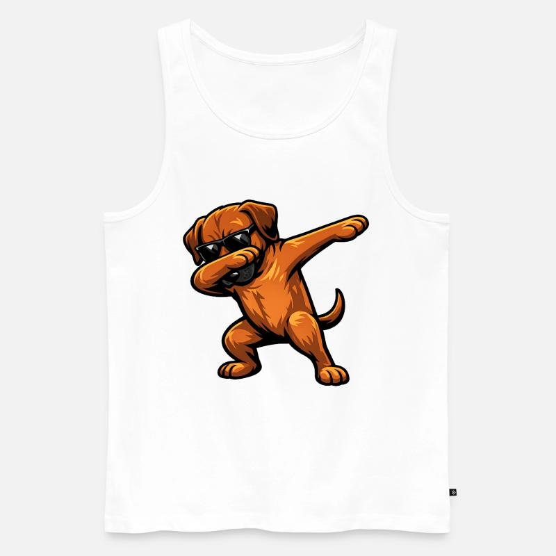 Dabbing Rhodesian Ridgeback - Männer Premium Bio Tank Top - Weiß
