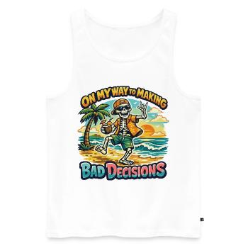 Skeleton Vacation Humor Funny Humor Beach - Men's Premium Organic Tank Top - white - Front - AI Model Male 178 light (178cm)