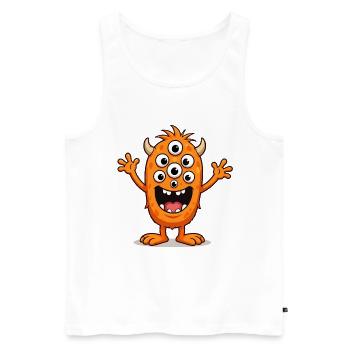 Orange monster with many eyes - Men's Premium Organic Tank Top - white - Front - AI Model Male 178 light (178cm)