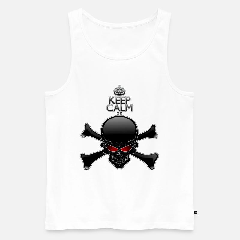 Bleib ruhig oder sterbe, Schwarzer Schädel - Männer Premium Bio Tank Top - Weiß