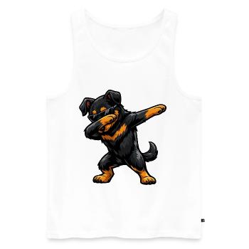 Dabbing Beauceron - Männer Premium Bio Tank Top - Weiß - Vorne - AI Model Male 178 light (178cm)