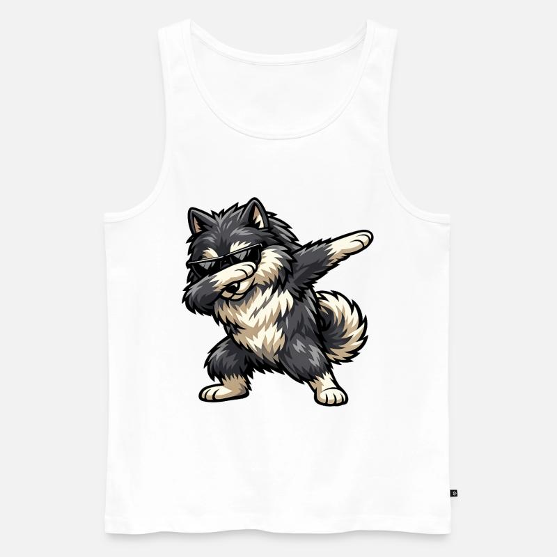 Dabbing Wolfsspitz - Männer Premium Bio Tank Top - Weiß