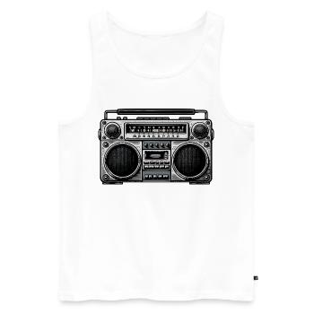 Vintage Boombox Grafik - Männer Premium Bio Tank Top - Weiß - Vorne - Michal (187cm)