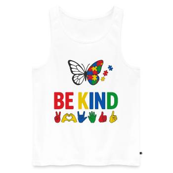Autismus Sei freundlich Bewusstsein | Bunter Schmetterling - Männer Premium Bio Tank Top - Weiß - Vorne - AI Model Male 178 light (178cm)