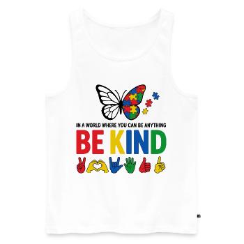 Autismus Sei freundlich Bewusstsein | Bunter Schmetterling - Männer Premium Bio Tank Top - Weiß - Vorne - AI Model Male 178 light (178cm)