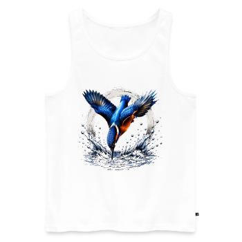 Conception de l’oiseau de pêche Kingfisher - Débardeur bio Premium Homme - blanc - Devant - AI Model Male 178 light (178cm)