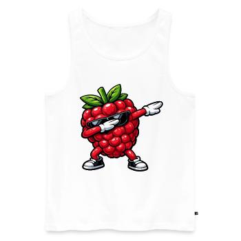 Dabbing Himbeere - Männer Premium Bio Tank Top - Weiß - Vorne - AI Model Male 178 light (178cm)