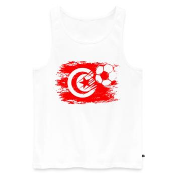 Tunesien Flagge Fußbal used - Männer Premium Bio Tank Top - Weiß - Vorne - AI Model Male 178 light (178cm)