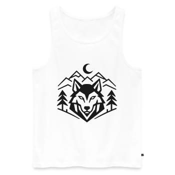 Geometric Wolfpack Emblem: Minimalist Wolf Shirt - Männer Premium Bio Tank Top - Weiß - Vorne - AI Model Male 178 light (178cm)