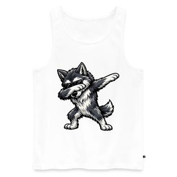 Dabbing Wolfshund Tschechoslowakischer Wolfhund - Männer Premium Bio Tank Top - Weiß - Vorne - AI Model Male 178 light (178cm)
