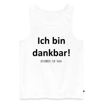 Ich bin dankbar! Besonders für Sushi - Affirmation - Männer Premium Bio Tank Top - Weiß - Vorne - Michal (187cm)