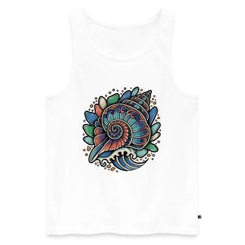Nautilus Shell Spiral Ocean Wave Retro - Männer Premium Bio Tank Top - Weiß - Vorne - AI Model Male 178 light (178cm)