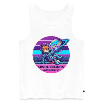 Astronaut Fox Space Retro Vaporwave - Men's Premium Organic Tank Top - white - Front - AI Model Male 178 light (178cm)