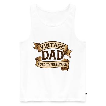 Vintage Dad – Aged to Perfection Oldschool Banner - Men's Premium Organic Tank Top - white - Front - Michal (187cm)
