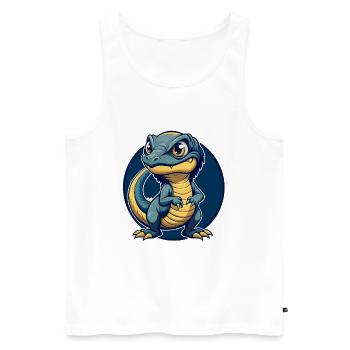 Basilisk Kawaii Maskottchen Cartoon Clipart Logo Abzeichen - Männer Premium Bio Tank Top - Weiß - Vorne - Michal (187cm)