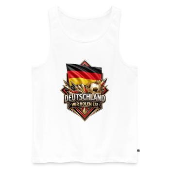 Deutschland Flaggenfußball Siegbadge - Männer Premium Bio Tank Top - Weiß - Vorne - Michal (187cm)