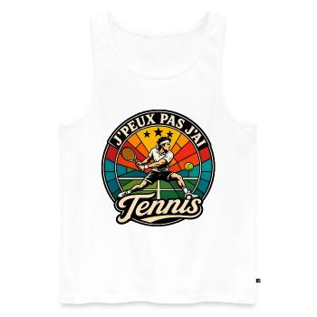 J'Peux Pas J'ai Tennis Humour Vintage - Débardeur bio Premium Homme - blanc - Devant - Michal (187cm)