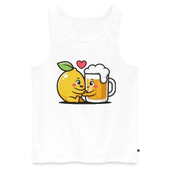 Radler Beer Lemon Love Funny Mix - Men's Premium Organic Tank Top - white - Front - Michal (187cm)