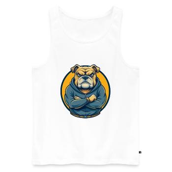 Bulldog Kawaii Maskottchen Cartoon Clipart Logo Abzeichen - Männer Premium Bio Tank Top - Weiß - Vorne - Michal (187cm)